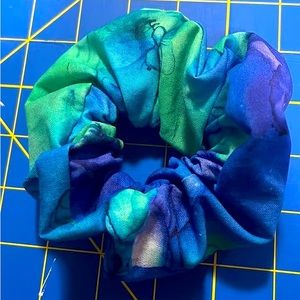 Blue and turquoise scrunchie